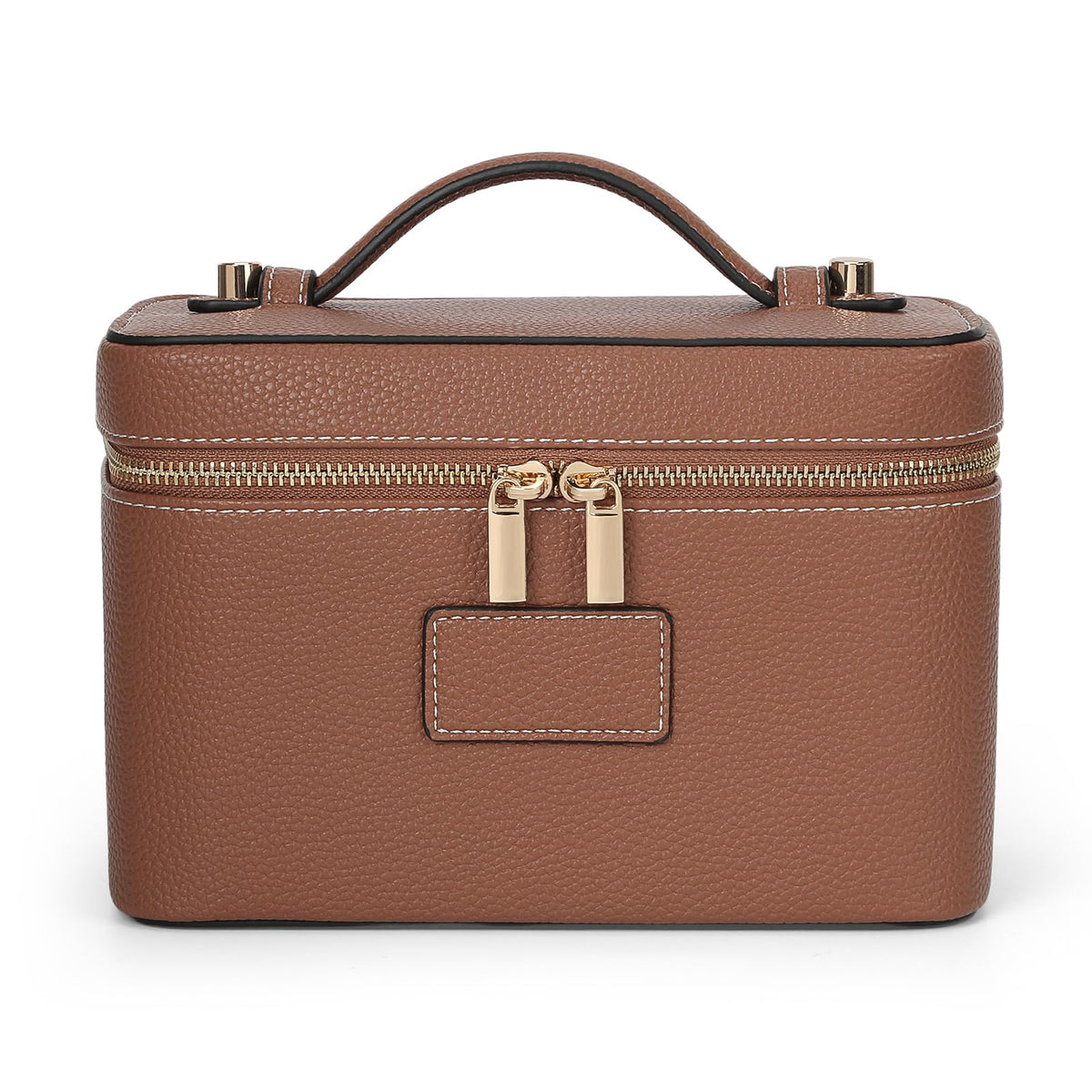 HiTotes makeup bag waterproof leather surface keeps contents protected while traveling.