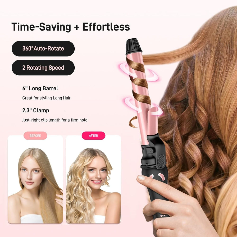 Hittiona automatic curling iron LCD display helps precise styling choices.