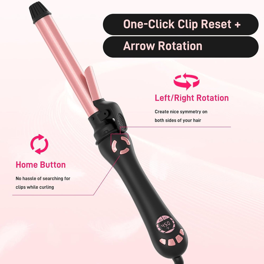 Hittiona automatic curls with auto shut-off and included accessories.