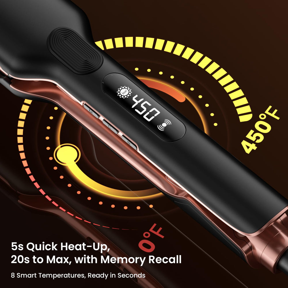 Hittiona flat iron emits infrared heat with 20 million ions for frizz control and shine.