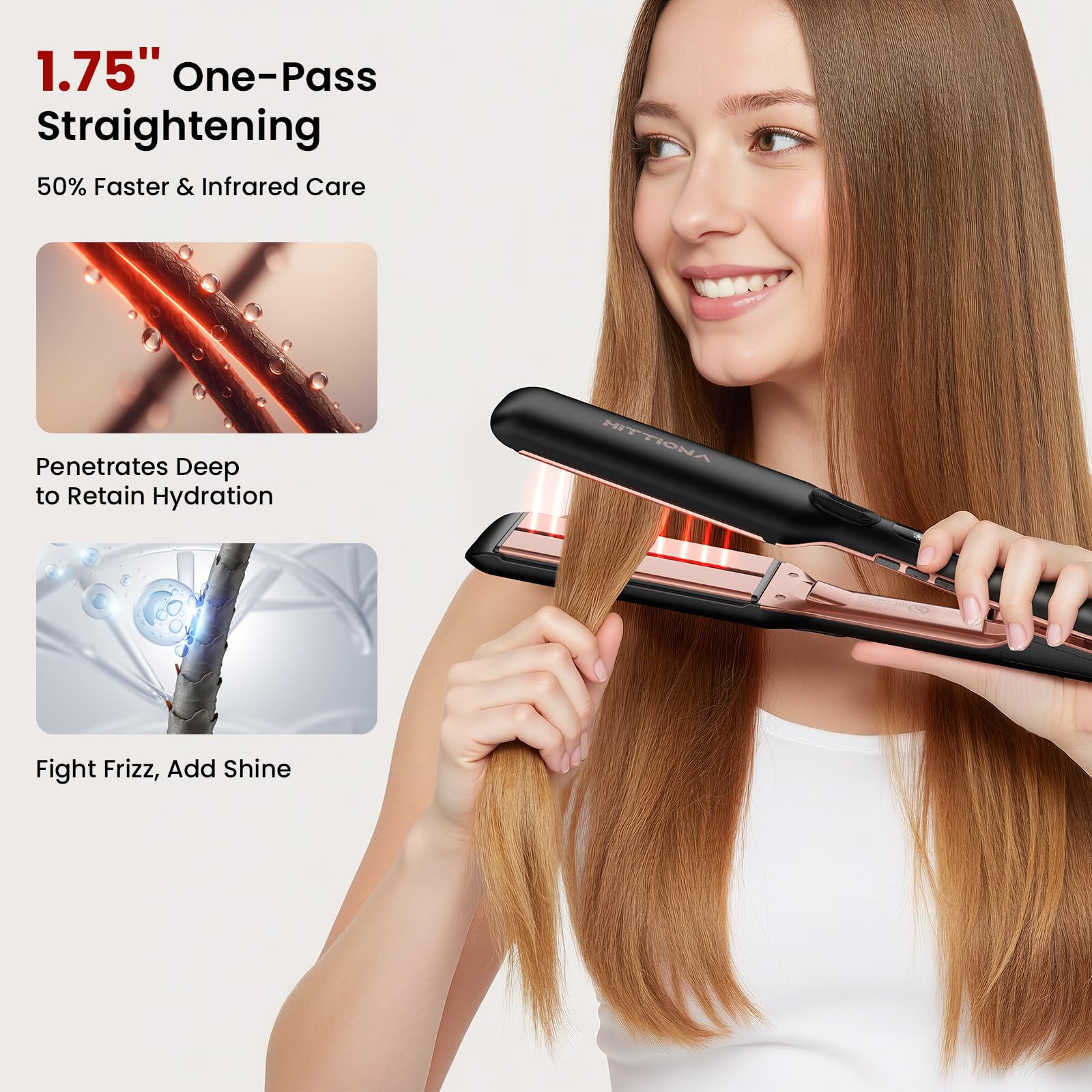 Hittiona flat iron plates are wider for faster coverage and smoother passes.
