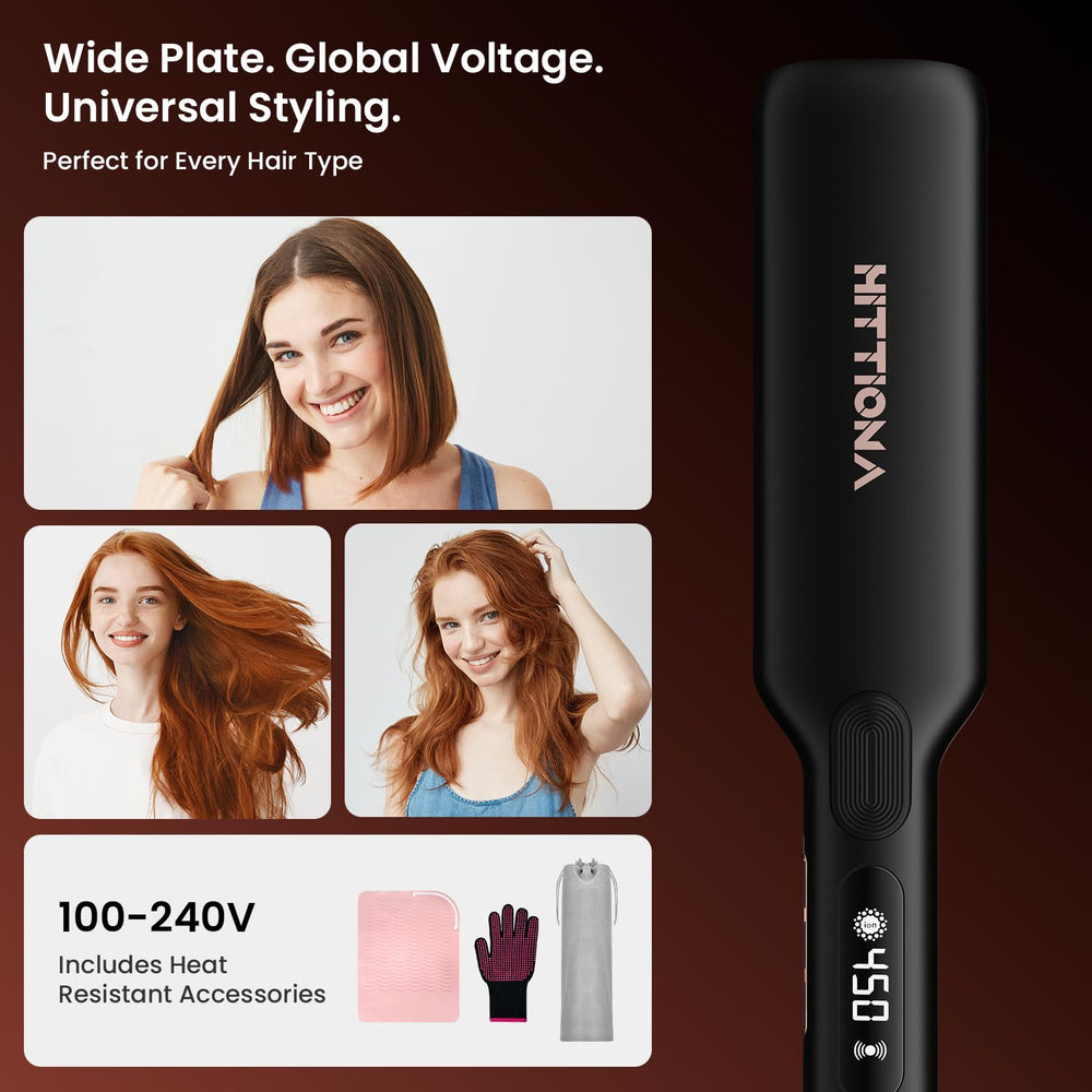 Hittiona flat iron uses smart heat control to maintain steady temperatures for hair safety.