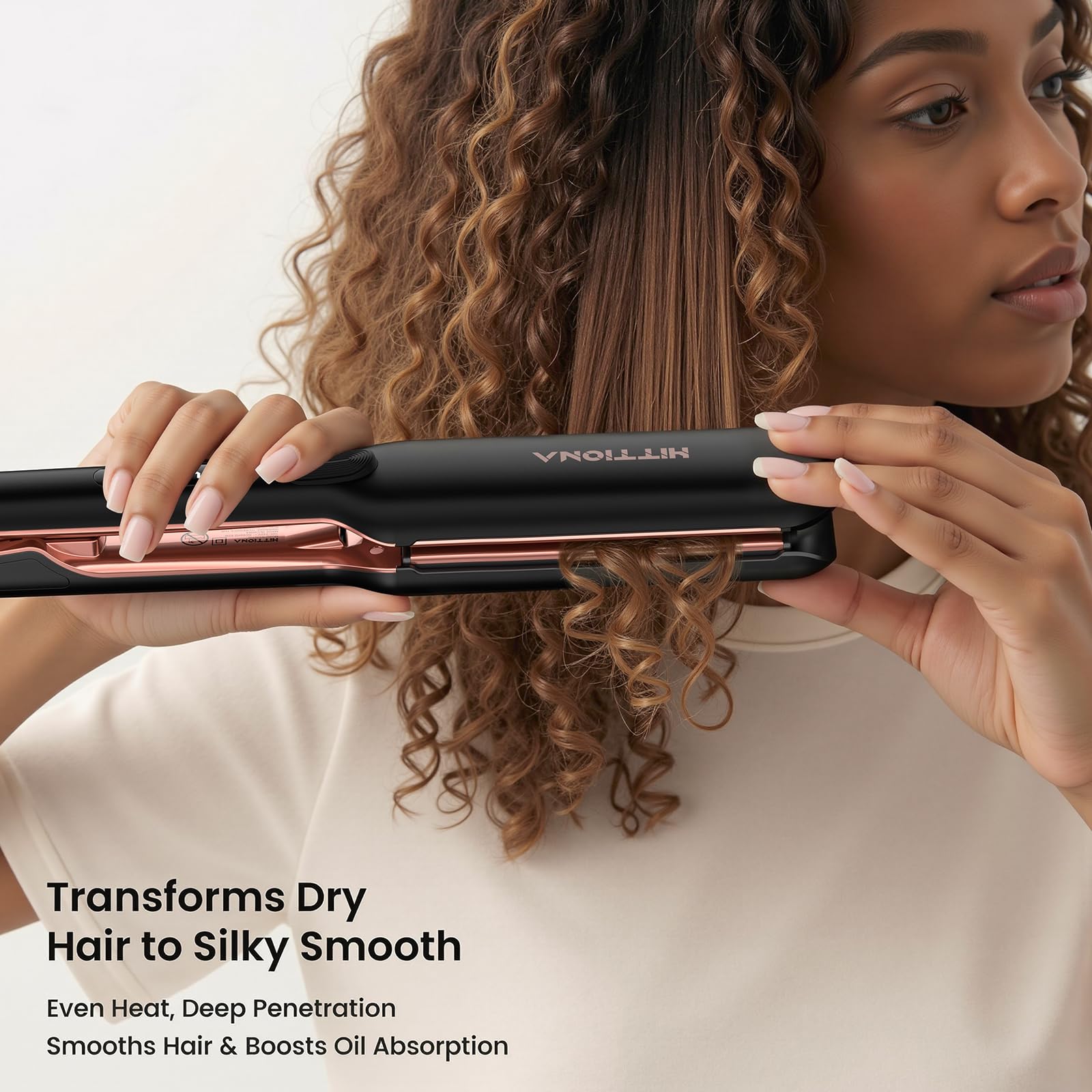 Hittiona flat iron is travel-ready with dual voltage and a 360° swivel cord for portability.