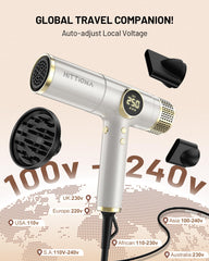 Hittiona hair dryer with concentrator nozzle for precise blowing.