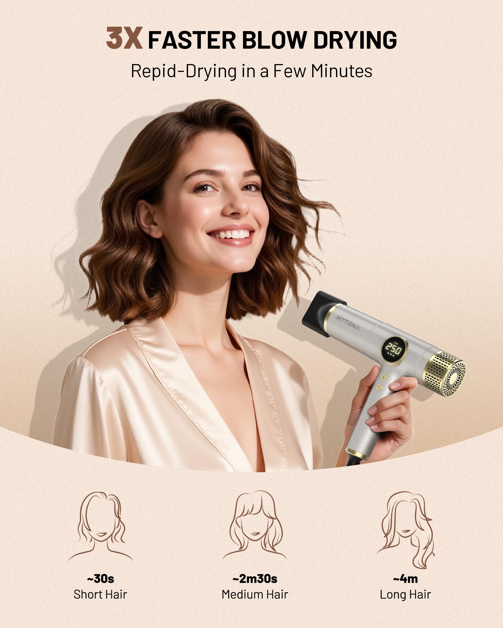 Hittiona hair dryer cool shot button for setting your style.