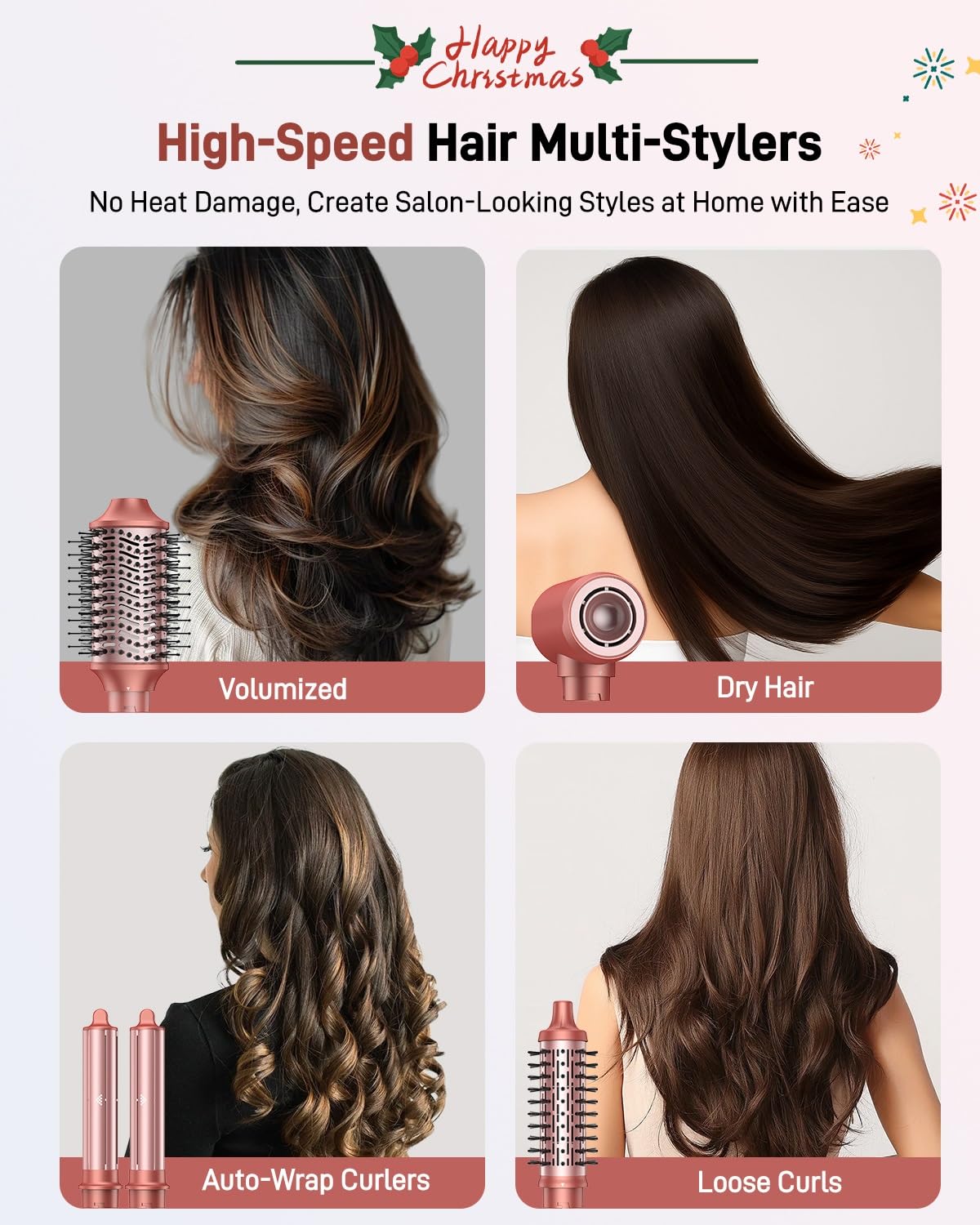 HITTIONA ionic blow-dryer brush demonstrates frizz control during styling