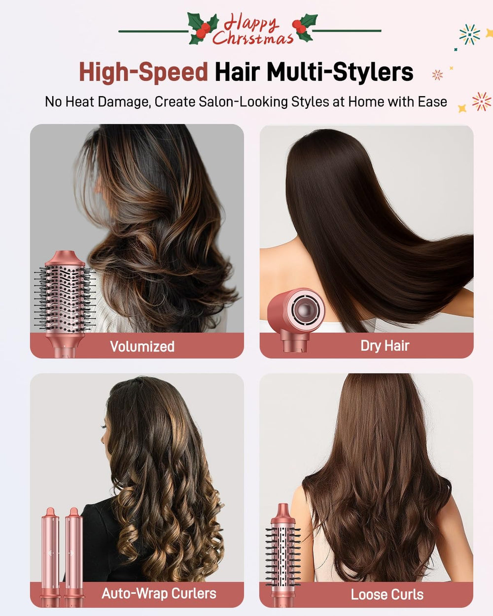 HITTIONA ionic blow-dryer brush demonstrates frizz control during styling