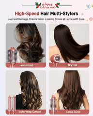 HITTIONA ionic blow-dryer brush demonstrates frizz control during styling