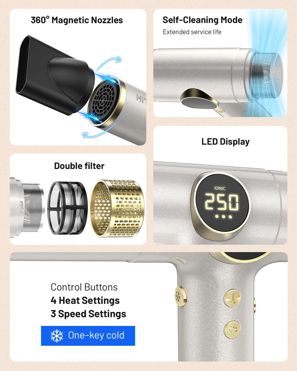 HITTIONA smart heat control with multiple settings for tailored styling