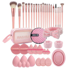 Hiuzar 42pc makeup brush set front view for complete makeup application