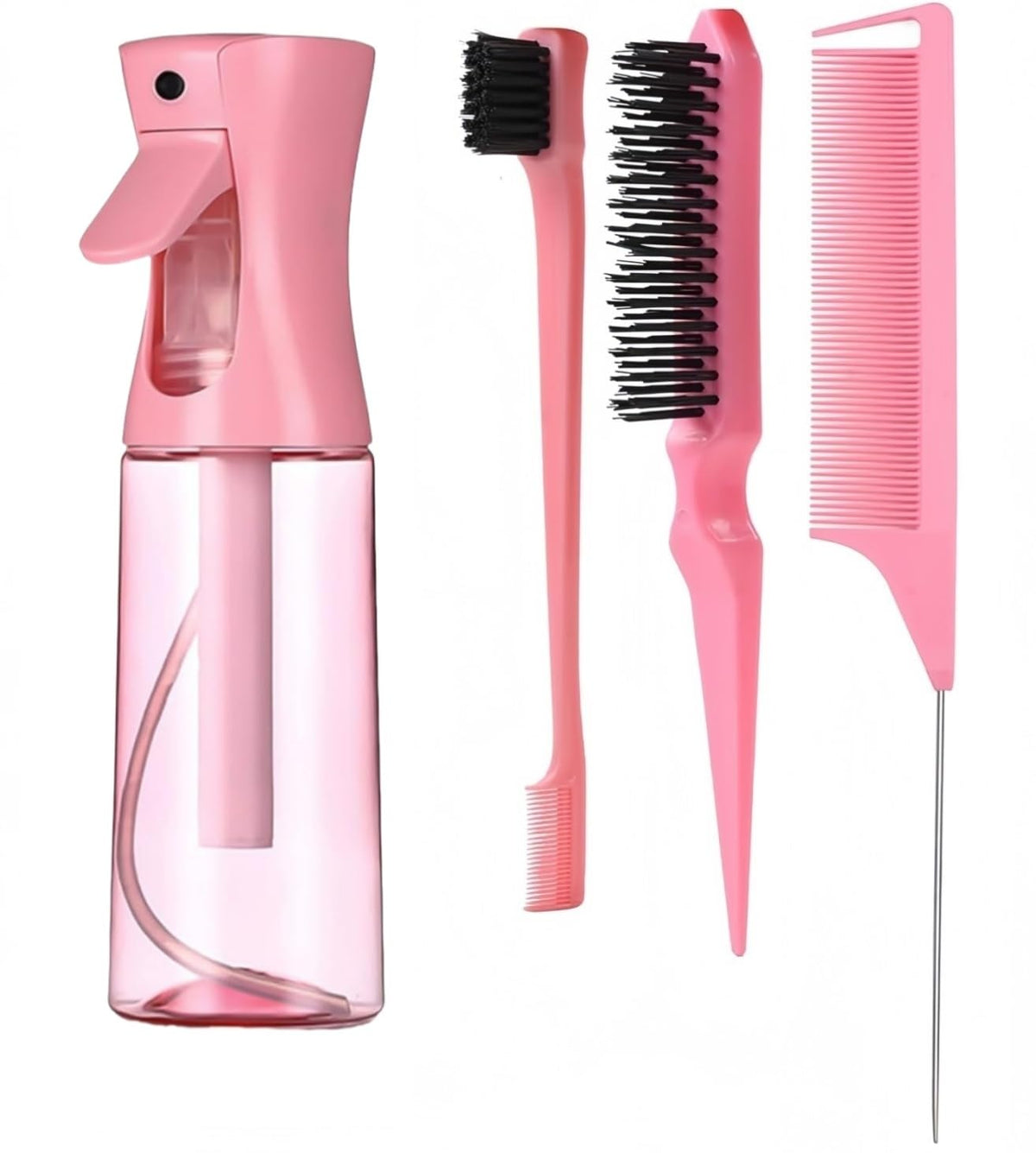 HIVEKLY hair brush set with continuous spray bottle pink for effortless styling