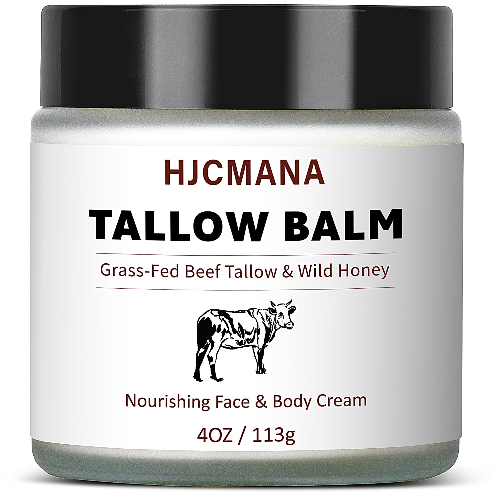 HJCMANA Beef Tallow jar close-up balm shows rich texture for daily moisturization