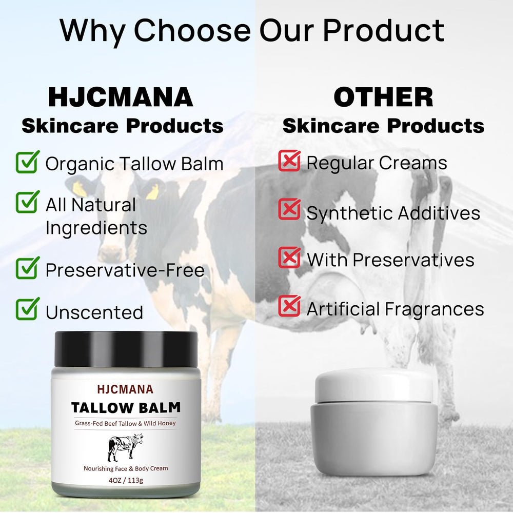 HJCMANA Beef Tallow night routine imagery suggests soothing overnight hydration