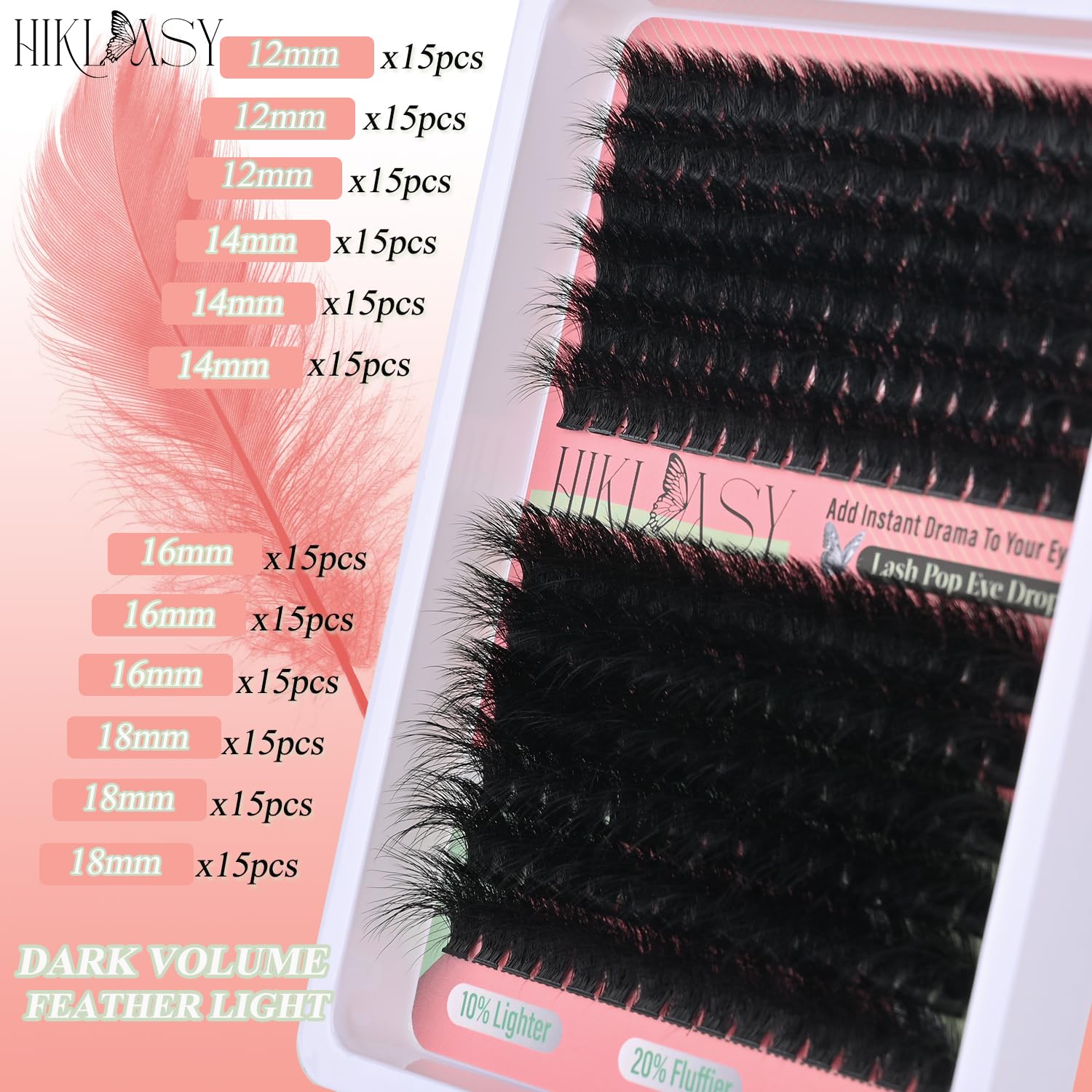 HK HIKLASY 260D mega-volume lash cluster image demonstrates bold lashes