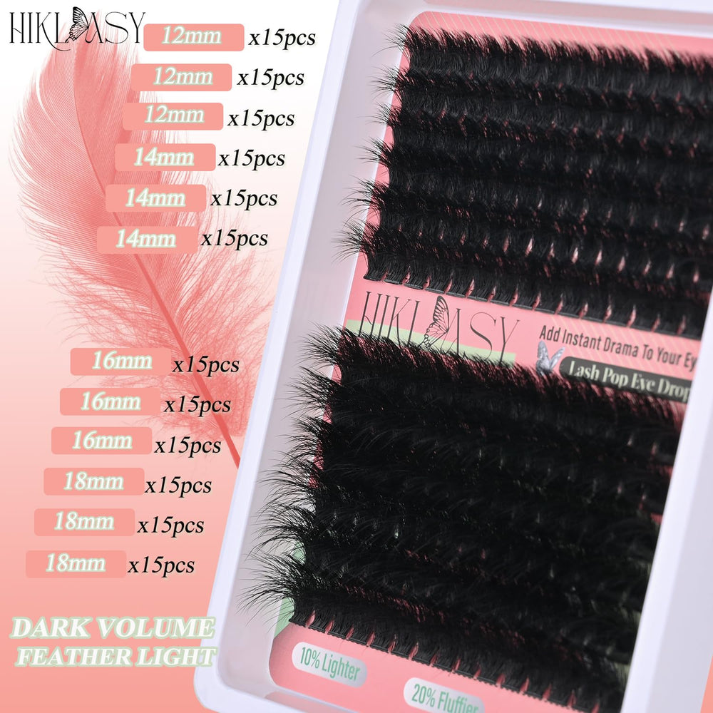HK HIKLASY 260D mega-volume lash cluster image demonstrates bold lashes