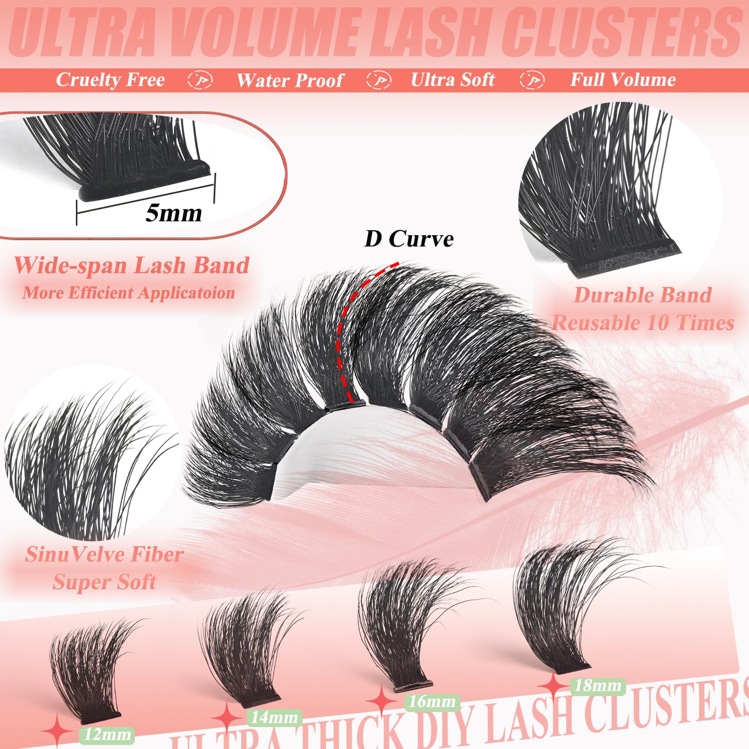 HK HIKLASY lash cluster wide-band 5mm for efficient, easy application