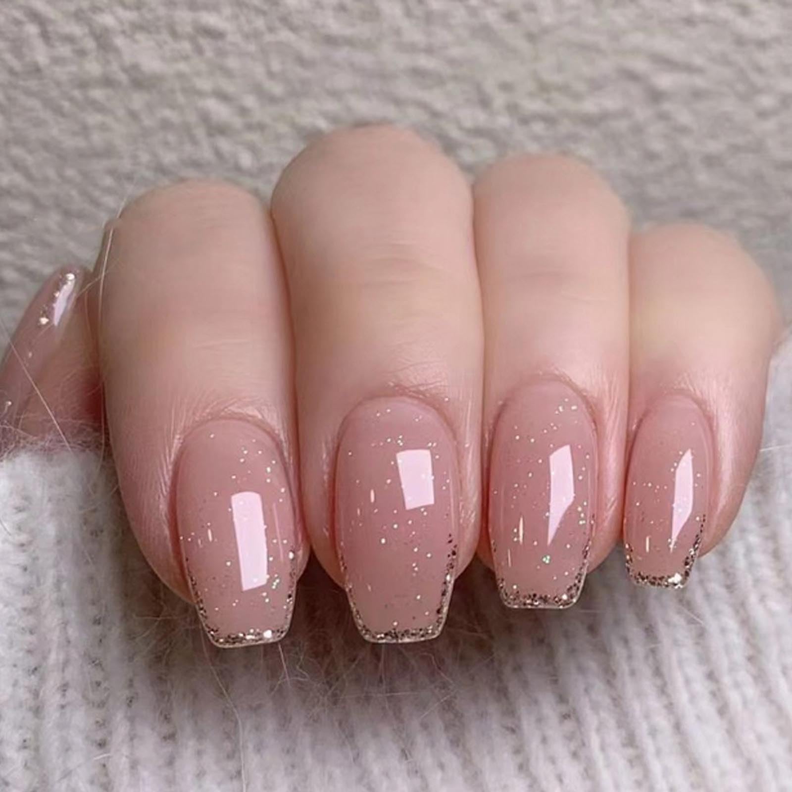 Hkanlre bling package of medium coffin nails for stylish evenings