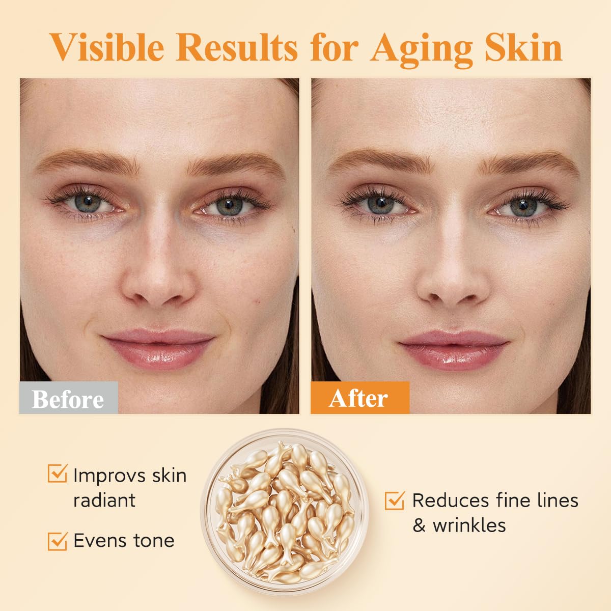 HKH Vitamin C serum application on the face, quick absorption.