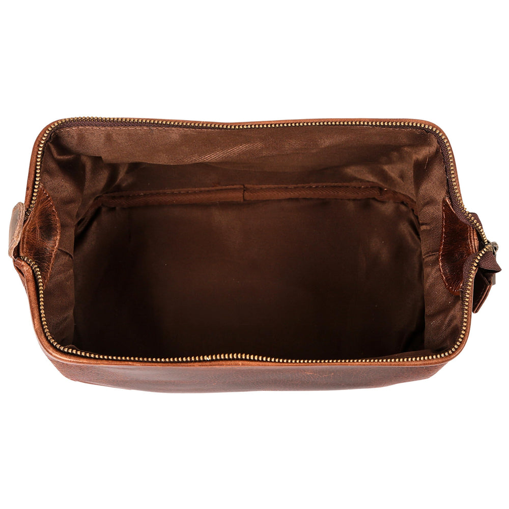 HLC leather toiletry bag smooth zipper for quick access and secure closures