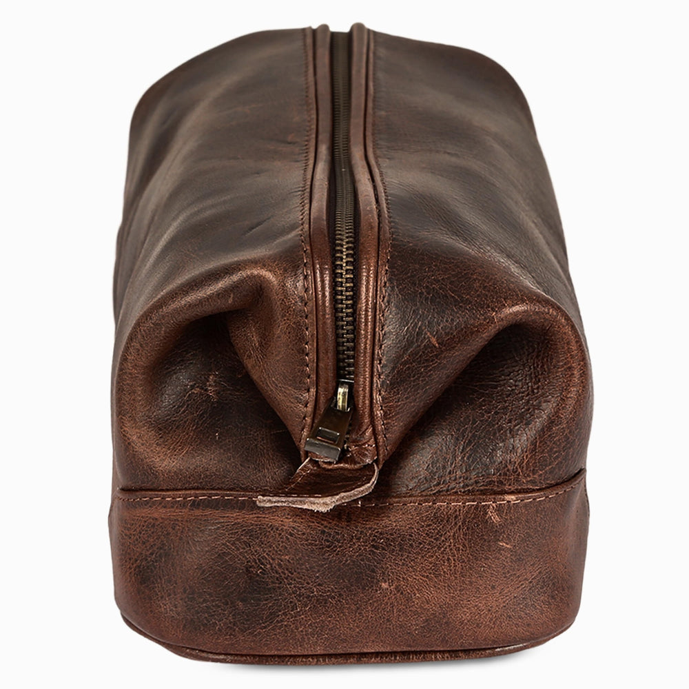 HLC leather toiletry bag sturdy handle designed for easy carrying on trips