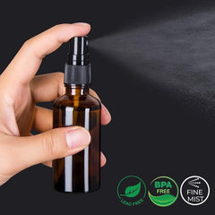 hmaimas amber glass 2oz spray bottle cap closeup highlights secure, leak-free closure for liquids.