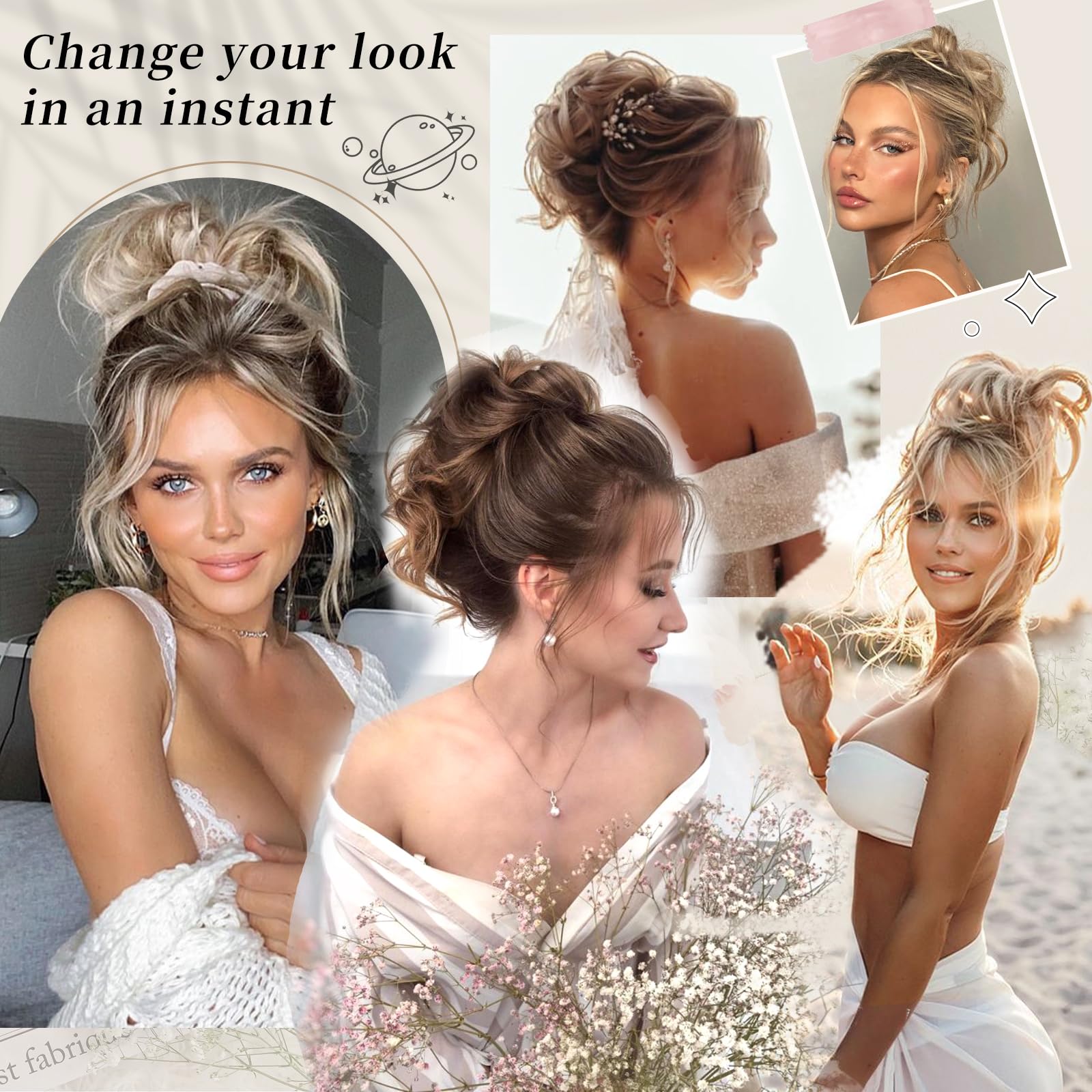 HMD Tousled Updo drawstring buckle close-up shows adjustable sizing for most styles.