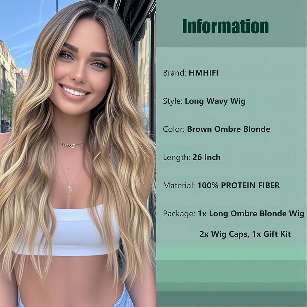 HMHIFI wavy middle-part ombre wig for a glamorous cosplay look