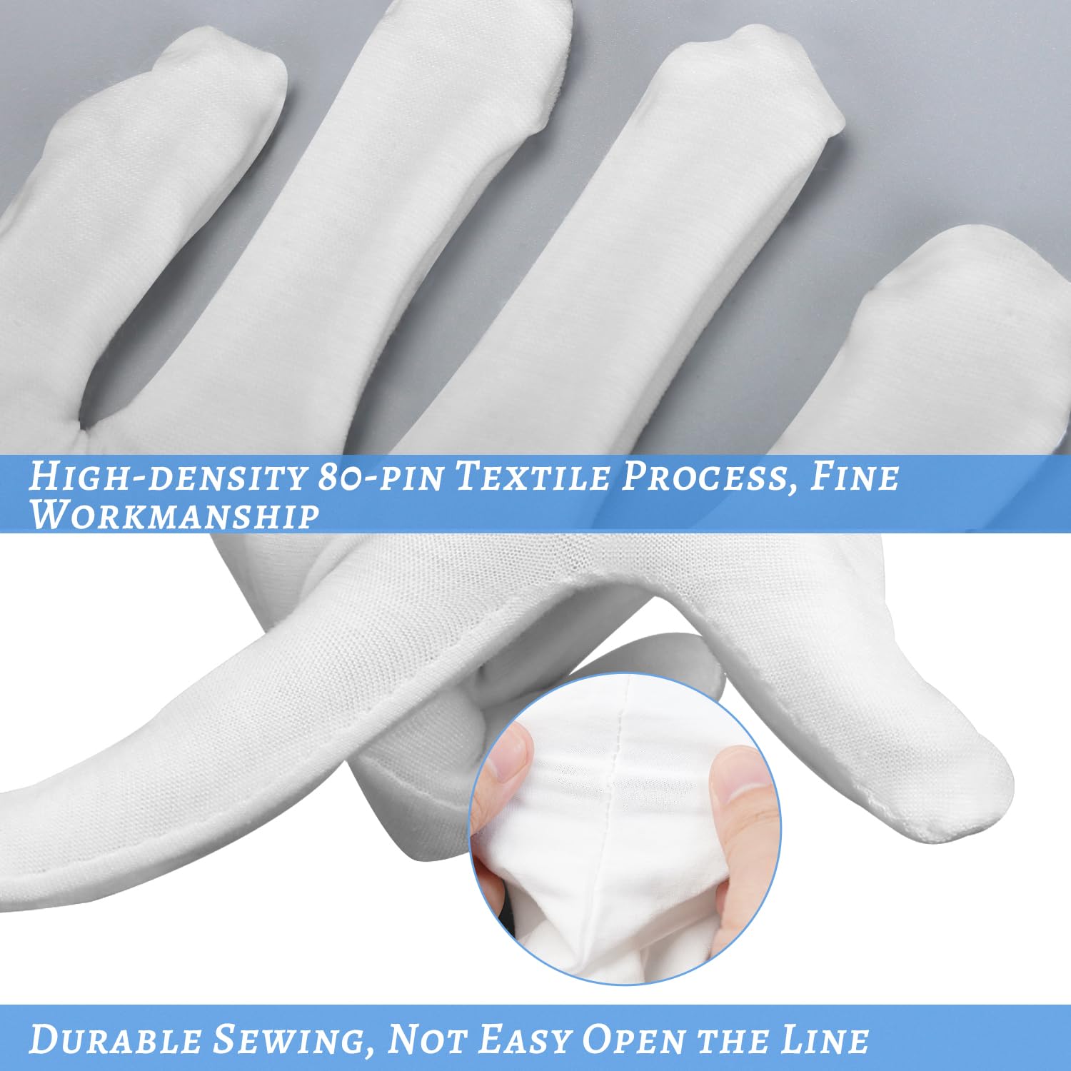 HMNYSOL six-pair cotton gloves highlight soft thick fabric for comfortable all-night wear.