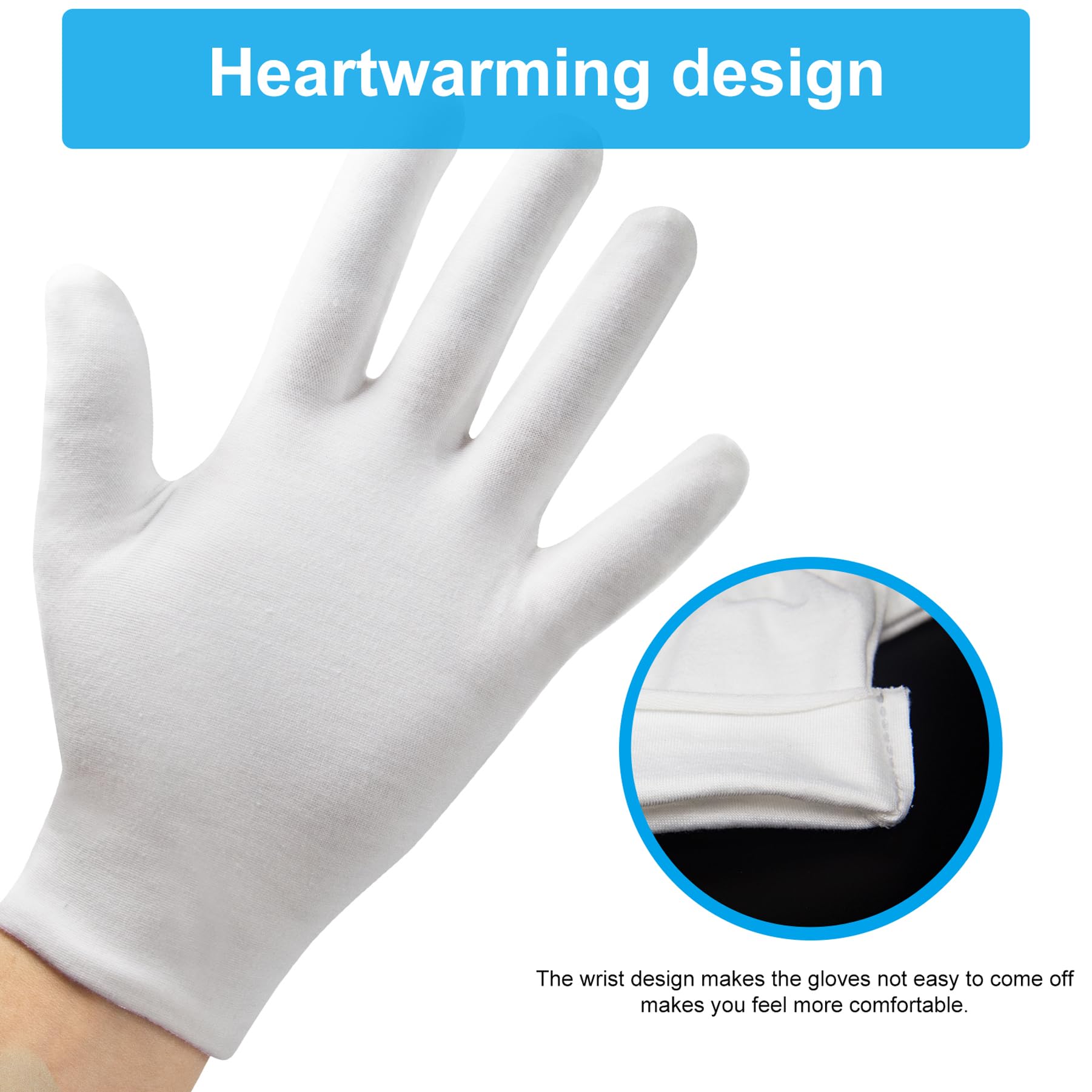 HMNYSOL thick cotton gloves close-up reveal soft feel for comfortable wear.