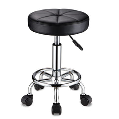HMTOT round rolling stool with wheels and swivel seat for smooth salon mobility.