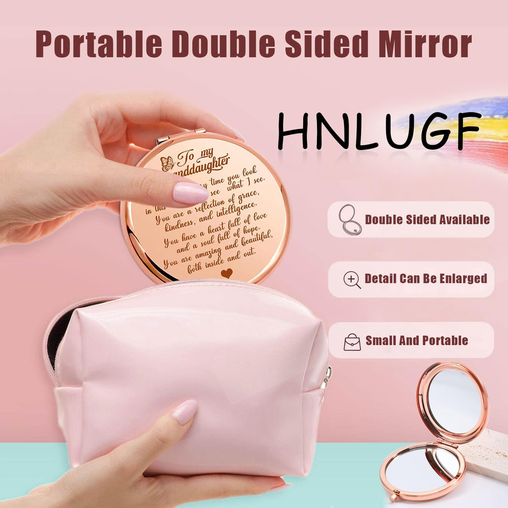 HNLUGF open two-sided mirror with 2x magnification for precise makeup checks.