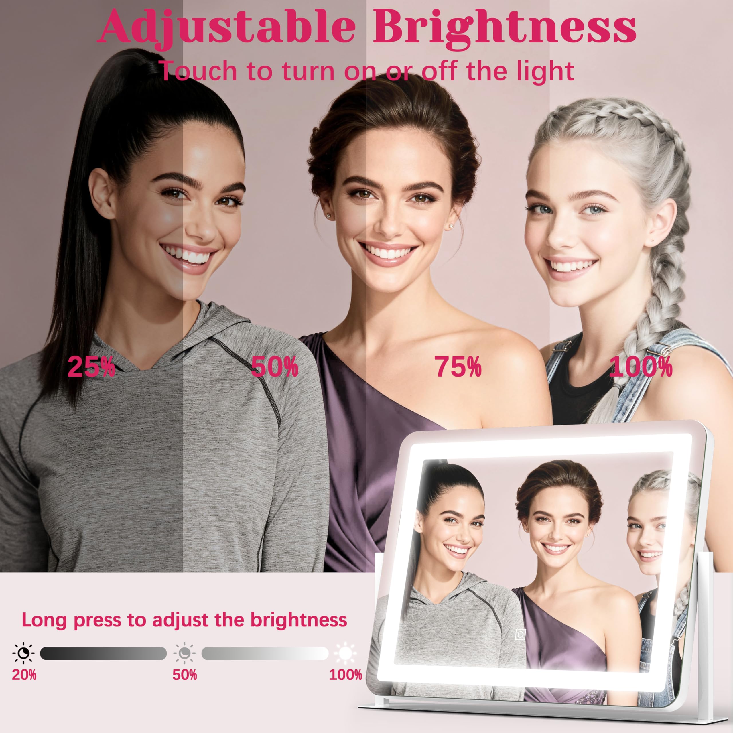 HNV aluminum frame vanity mirror provides sturdy, stylish support