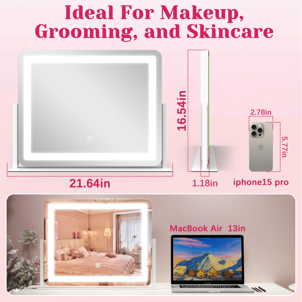 HNV LED makeup mirror with three color modes for versatile daytime to evening lighting