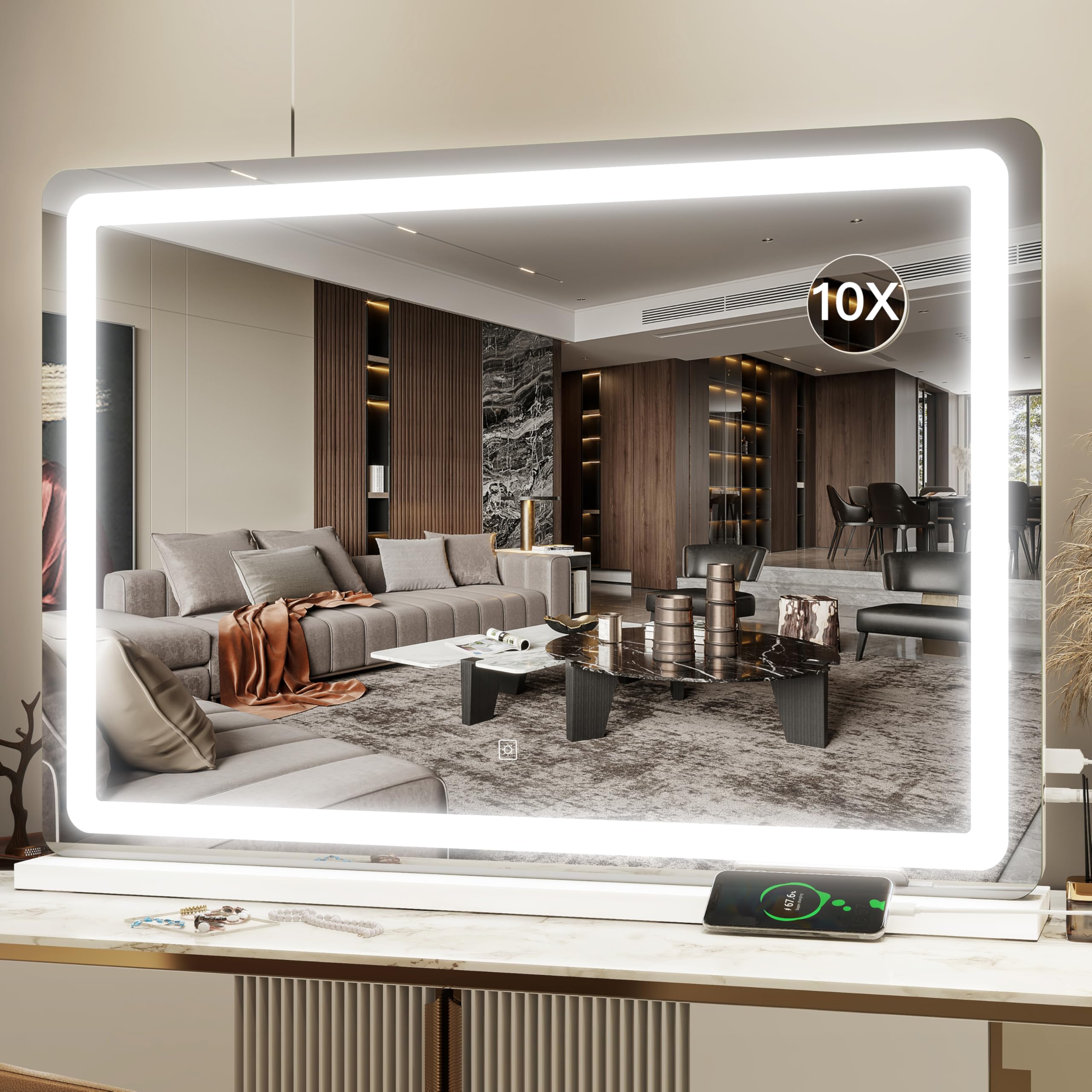 HNV Vanity Mirror 31x21 large view for full upper-body makeup application.
