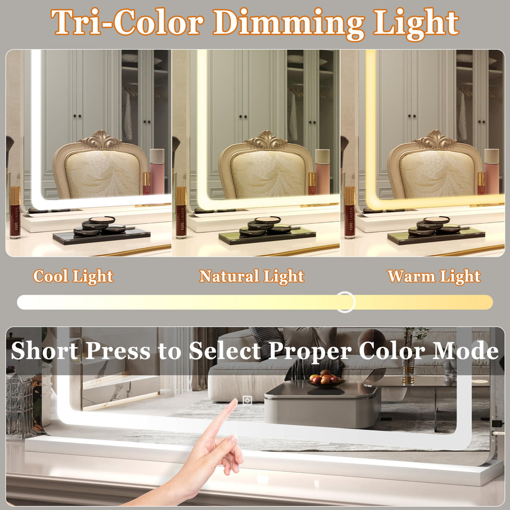 HNV vanity mirror HD reflection ensures precise makeup and grooming.