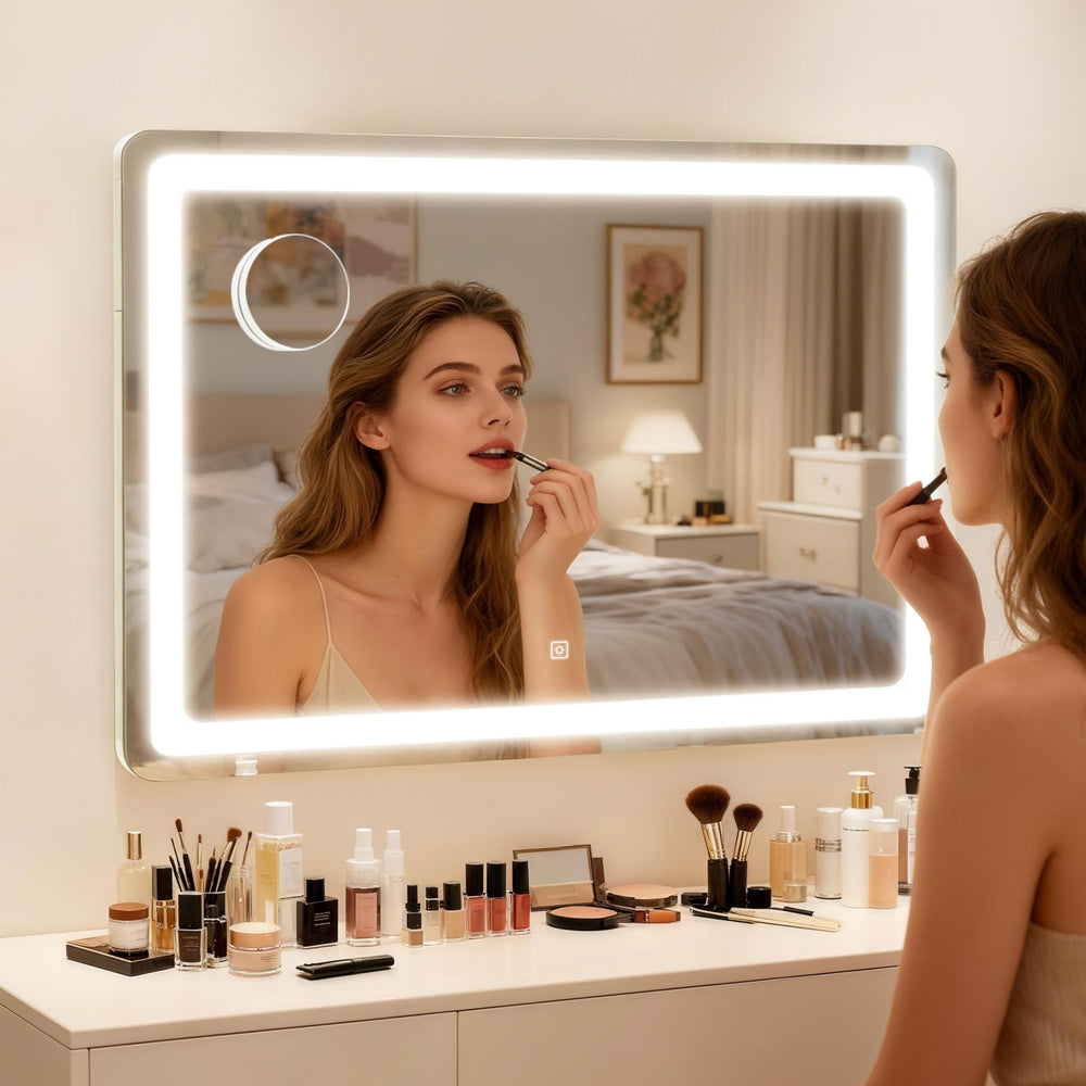 HNV vanity mirror table-top and wall-mount versatility suits compact spaces.