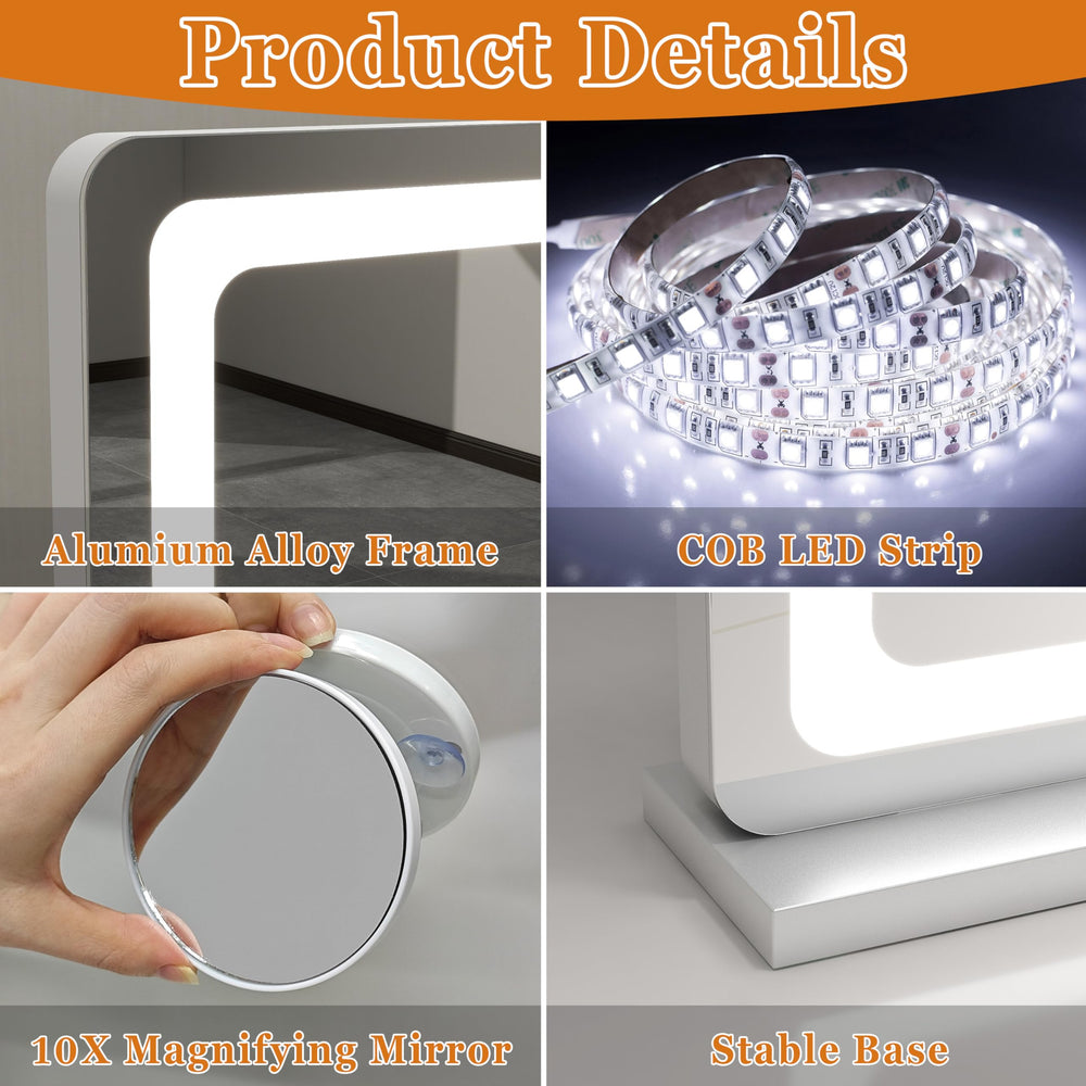 HNV vanity mirror white design complements any decor style.