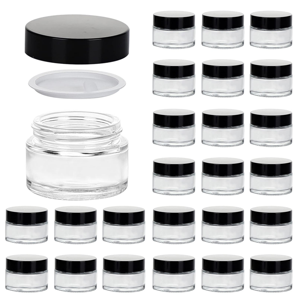 11 Hoa Kinh 1oz glass jar with lid for precise, portable lip balm storage.