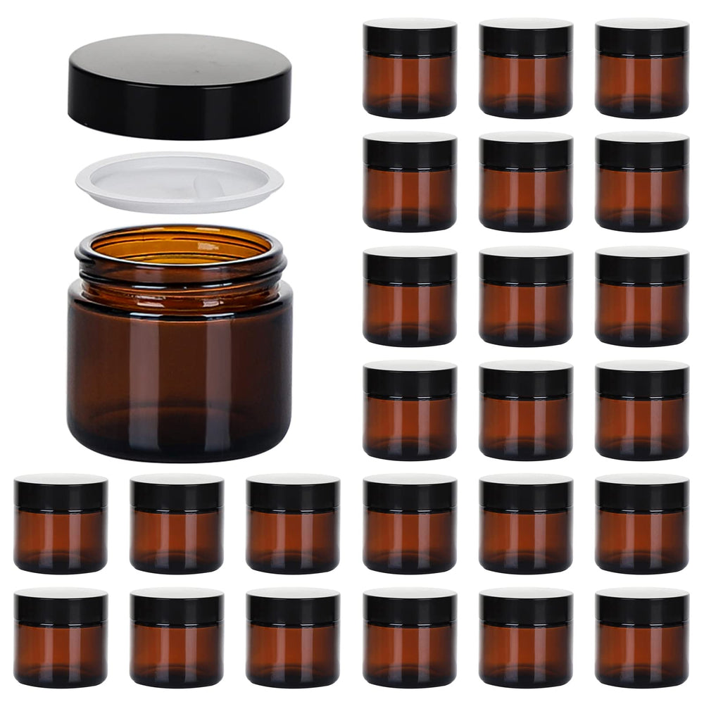 Hoa Kinh 2oz amber glass jar with lid for travel-friendly lotion storage.