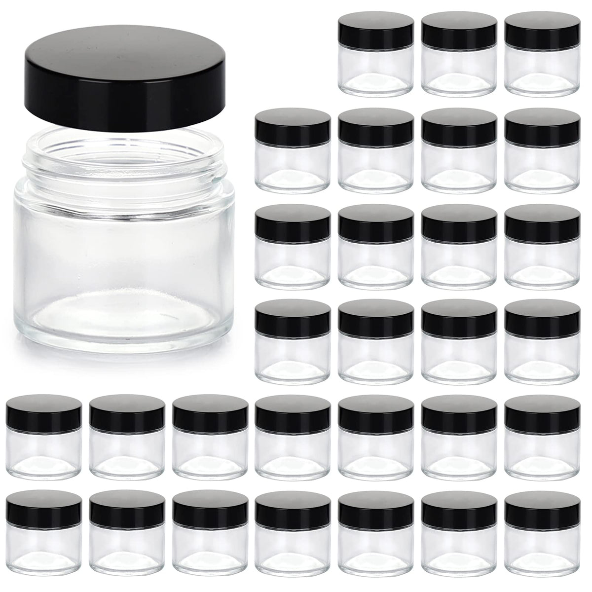 11 Hoa Kinh 2oz glass jar with lid, clear for precise skincare storage.