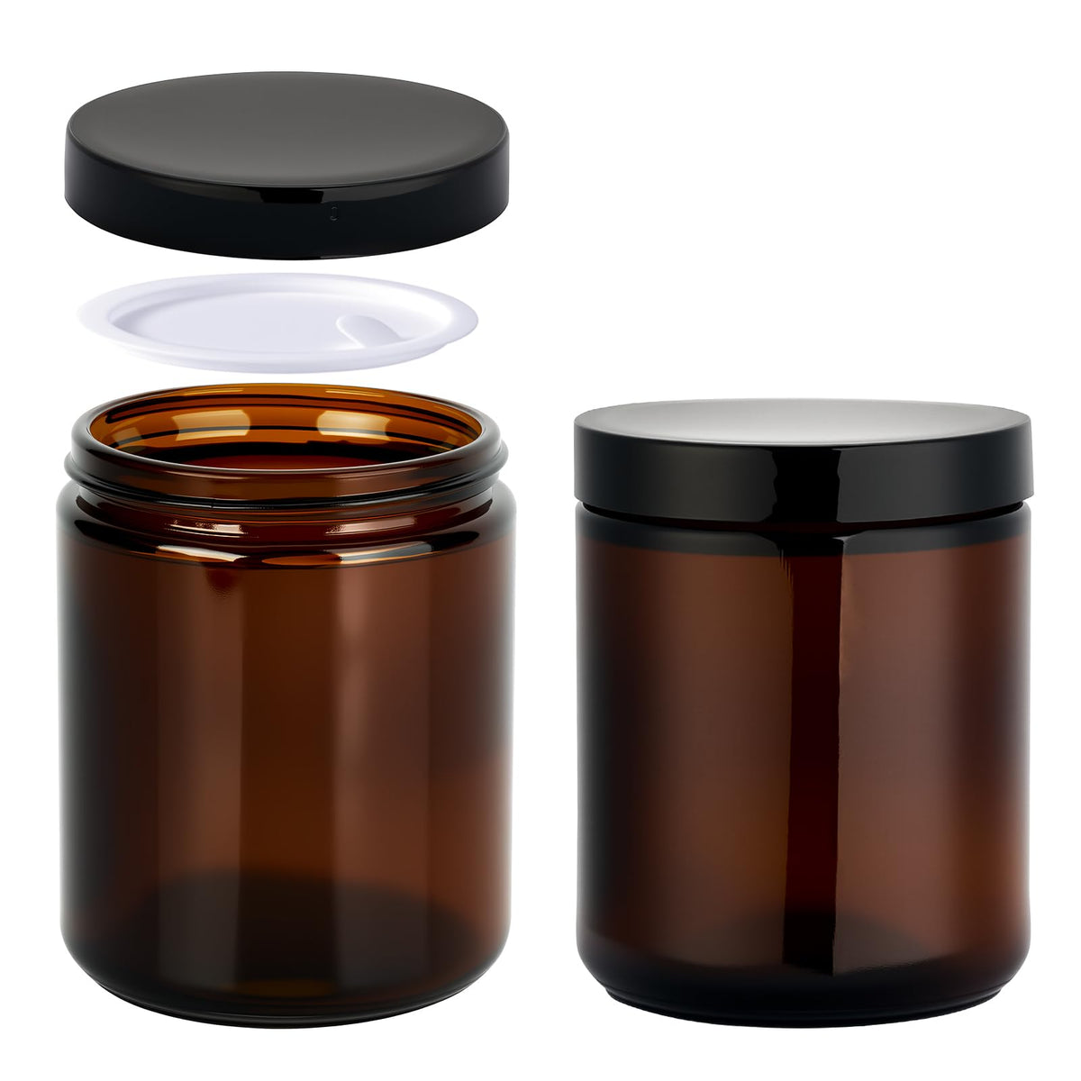 Hoa Kinh amber glass jar 8oz with lid for durable storage and easy sealing