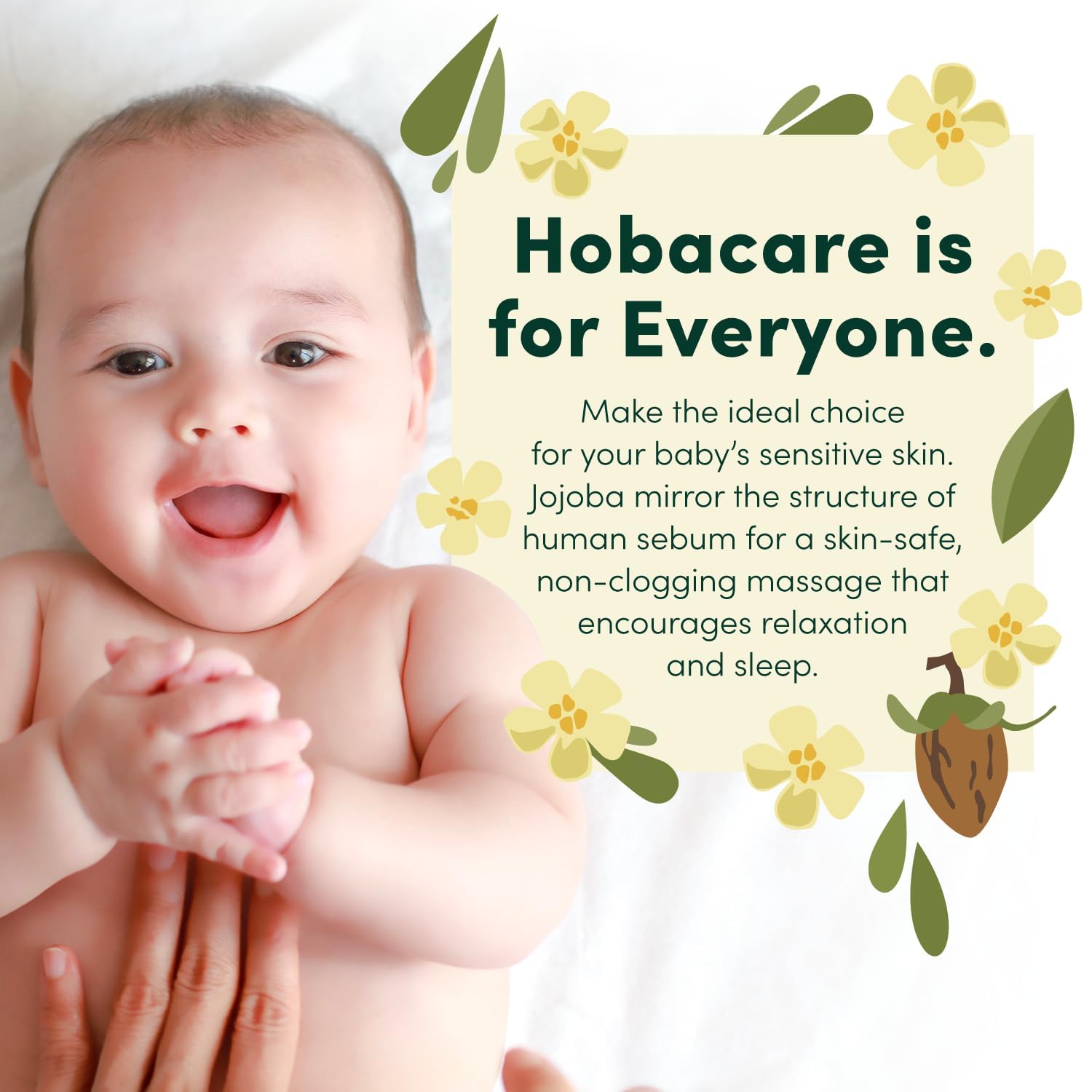HobaCare jojoba oil anti-frizz hair focus delivers smooth, non-greasy shine.