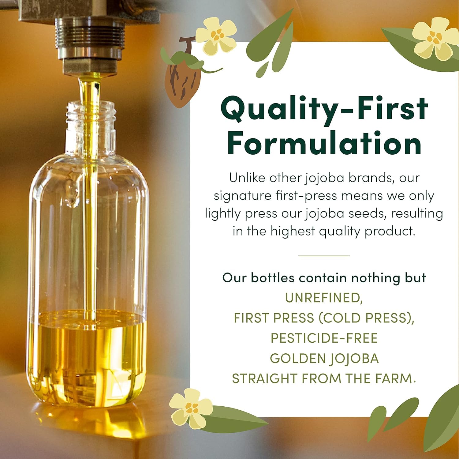 HobaCare jojoba oil pour action demonstrates easy, mess-free daily application.