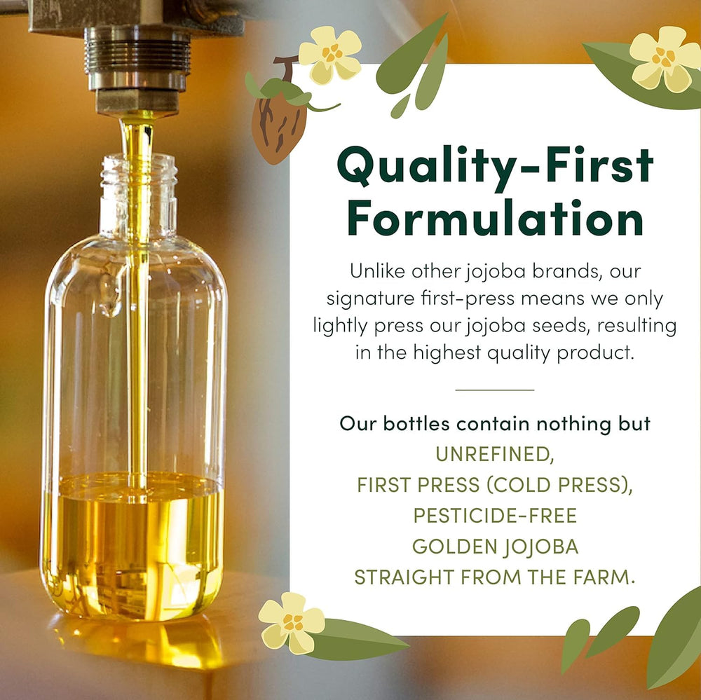 HobaCare jojoba oil pour action demonstrates easy, mess-free daily application.
