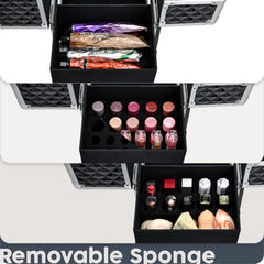 Hododou rolling makeup case bottom drawer stores hair brushes and tools