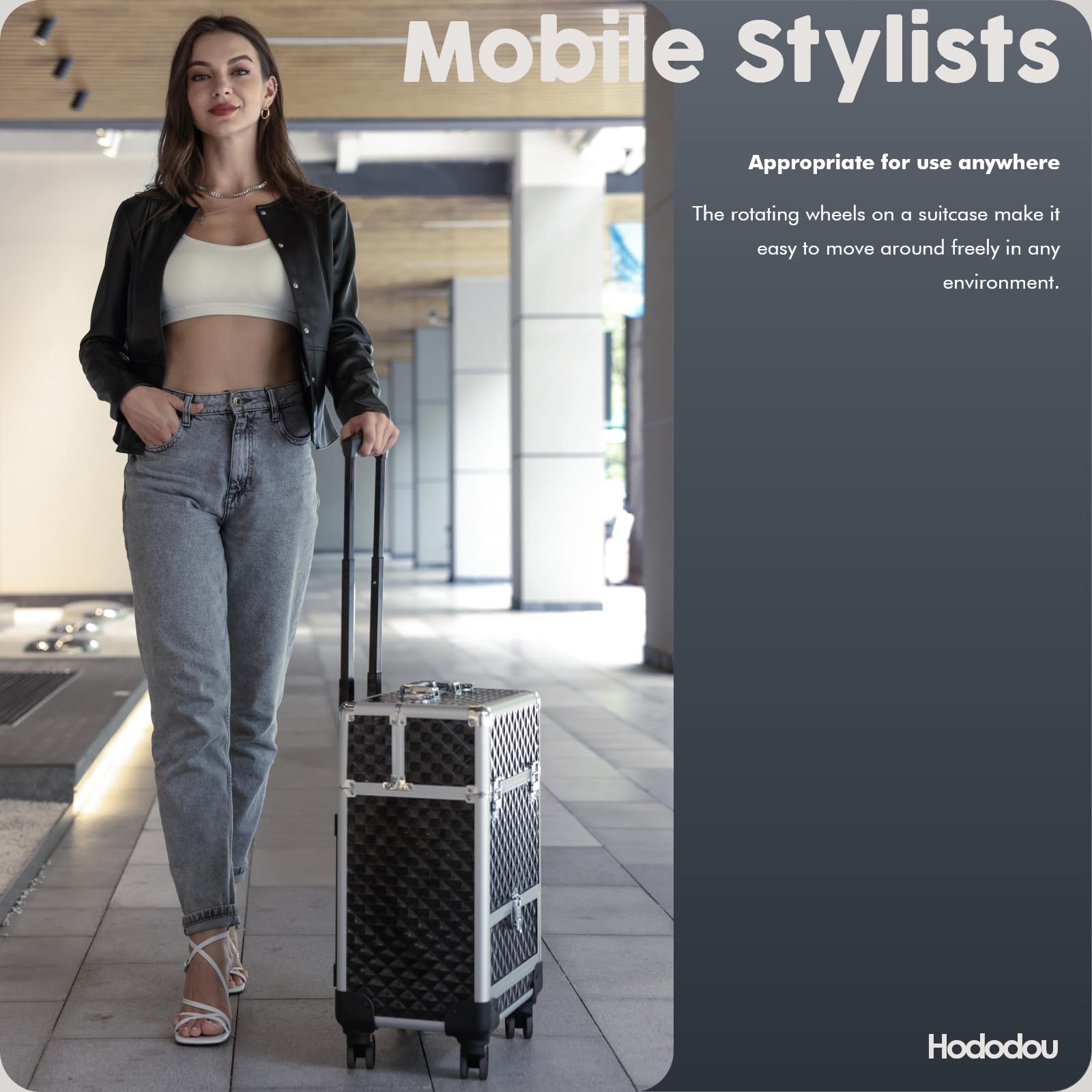 Hododou rolling makeup case professional mobile cart for beauty setups