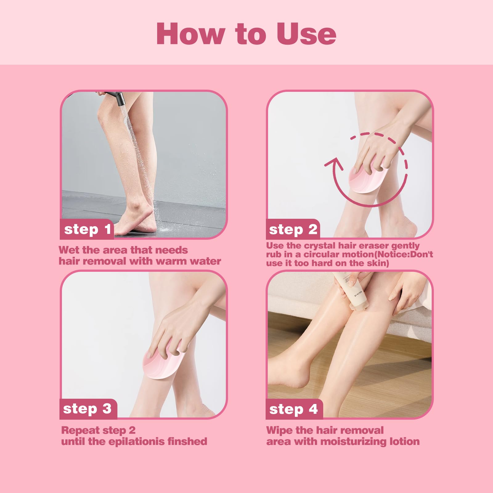 Hoelg Crystal Hair Eraser supports wet or dry rubbing use