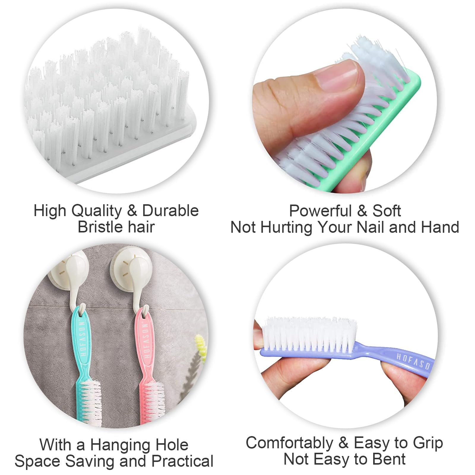 HOFASON color variety nail brush with five color options