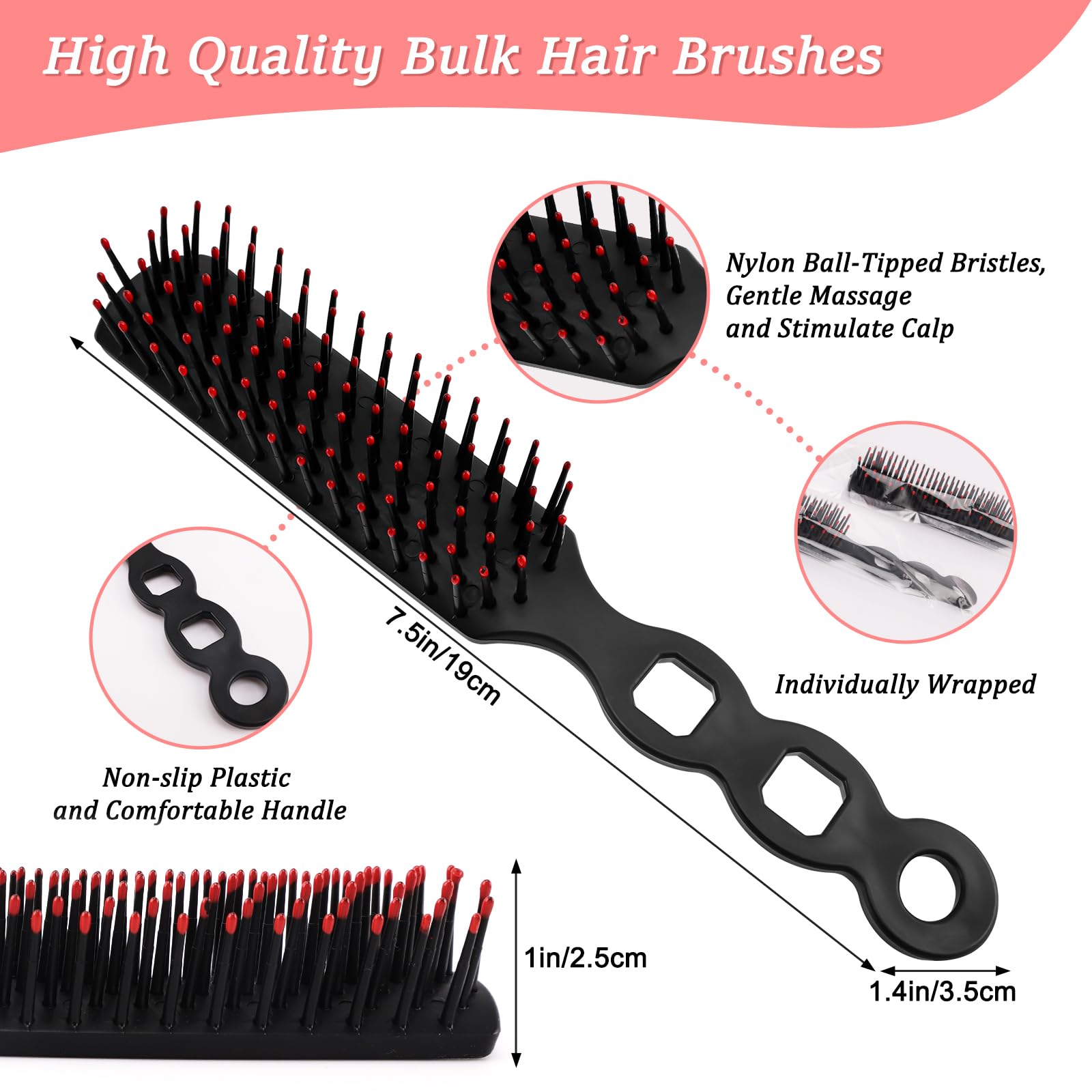 hofason disposable nylon bristle brush demonstrates detangling for quick care.