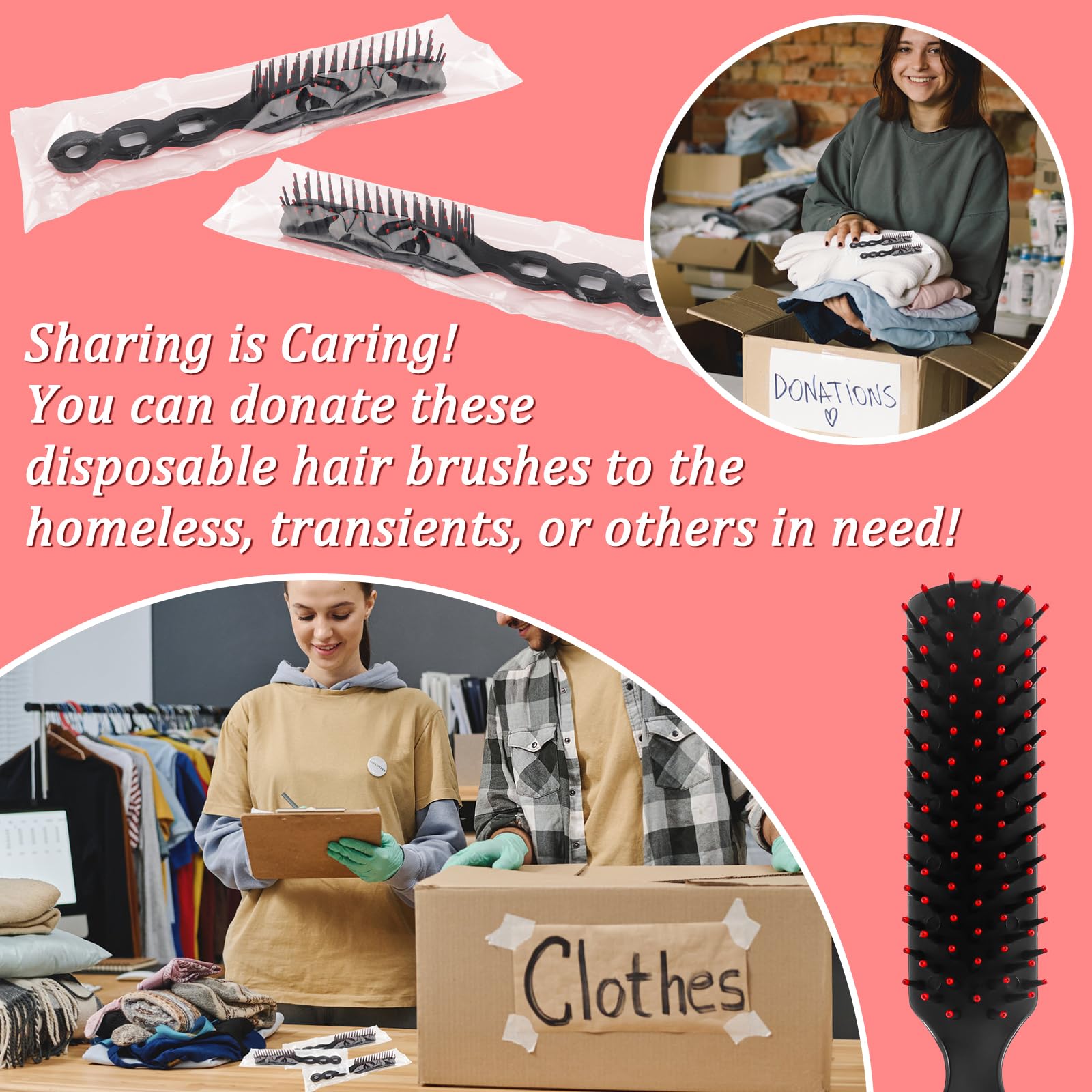 hofason homeless shelter hotel charity use hair brush supports personal care distribution.